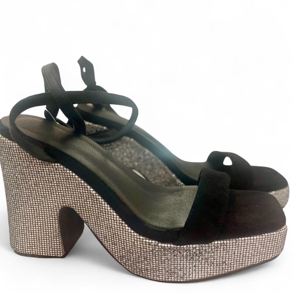 Black and Silver Women's Platform Heels